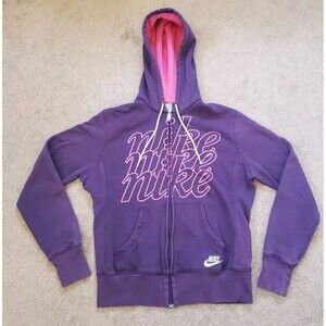 Vintage Y2k Silver Tag Spell Out Embroidered Large Hoodie Sweatshirt Purple Pink